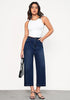 Nightfall Blue Women's High Waisted Wide Leg Denim Cropped Jean Pants for Curvy