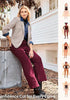 Wine Red Women's Casual High Waist Pocket Polyester Relaxed Fit Wide Leg Pants