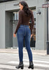 Women's High Waisted Fleece Lined Skinny Jeans Warm Stretch Denim Pants