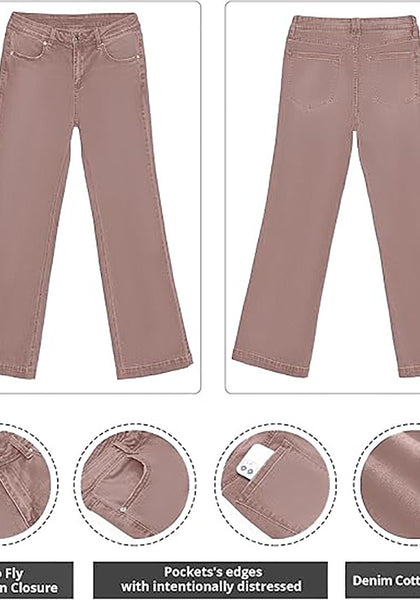 Nutmeg Brown Mid-Waisted Stretchable Straight Leg Denim Jeans