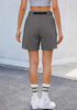 LookbookStore High Rise Pavement Gray Women's Cargo Shorts, Mid-Thigh Quick Dry Hiking Shorts with Belt & Zipper Pockets
