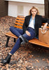 Darkness Blue High Waist Skinny Jeans with Elastic Waistband for Women Stretch Denim Functional Pockets Comfort Fit Jeggings
