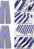Women's Fashion High Waist Wide Leg Loose Fit Blue White Striped Denim Jeans