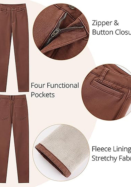 Women's High Waisted Cappuccino Skinny Fleece Lined Denim Jeans