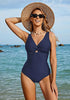 LookbookStore Navy Blue Women's Mega Stretch Bikini Set Fully Swimsuit