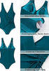 Women One Piece Swimsuit V Neck Wrap Design Side Drawstring Ruched Sleeveless Tank Swimwear