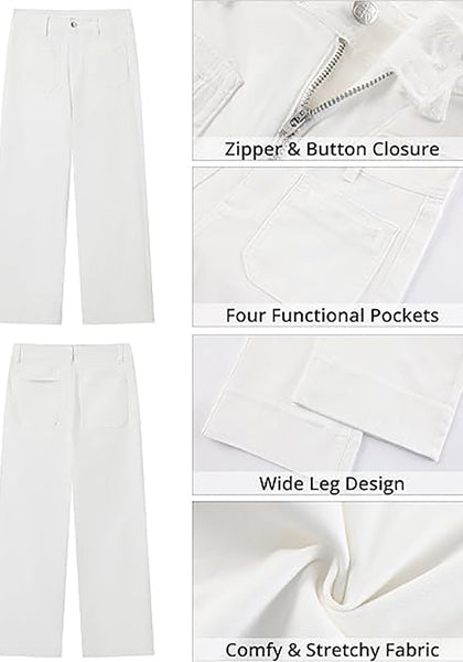 Lookbook Store  Women's All Season High Rise Wide Leg Jeans with Four Pockets Multi Occasion Wear
