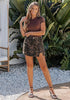 High Waisted Stretchy Leopard Print Mini Skorts Women Fashion Casual Bottoms