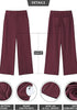 Wine Red Women's Casual High Waist Pocket Polyester Relaxed Fit Wide Leg Pants