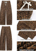 Women's Leopard Print Wide Leg Pants with Drawstring Elastic Waist Casual Loose Trousers for Summer Lounge & Vacation