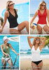 Tankini Tops for Women Deep V Neck Front Ruched  Swimwear with Adjustable Wide Straps