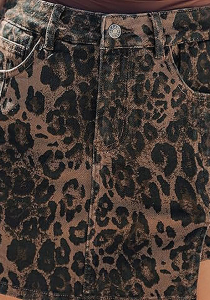 High Waisted Stretchy Leopard Print Mini Skorts Women Fashion Casual Bottoms
