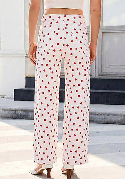 LookbookStore Wide Leg Jeans for Women High Waisted Polka Dot Stretch Denim Pants | Polka Dot, 90s Baggy Straight, High Rise, 29.5 Inch Inseam, Stretchy Jean Pants, Classic 5 Pockets, Business Casual Outfits