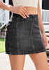 LookbookStore Women's Washed Black High Waisted Side Slit Denim Skorts, Stretchy Mini Skirt with Shorts, Country Concert Style