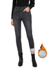 Washed Black Women's High Waisted Fleece Lined Thermal Skinny Denim Pants