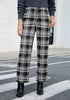 Black & White Plaid Palazzo Pants Women High Waist Wide Leg Trousers with Pockets Comfort Fall Winter Vintage Office