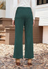 Forest Green Women's Casual High Waist Pocket Polyester Relaxed Fit Wide Leg Pants