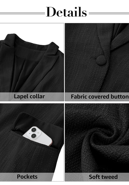 Black Women's Professional Long Sleeve Blazer Office Business Casual Blazer Jacket