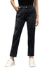 Vintage Black Cargo High Waisted Straight Leg Stretchy Distressed Denim Pants for Women