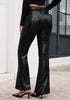 Women's High Shine Wide Leg Trousers Glitter Sequin Evening Pants Clubwear High Waist Glam