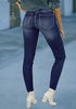 Timeless Blue Women's Denim High Waisted Skinny Stretch Fleece-Lined Thermal Leggings