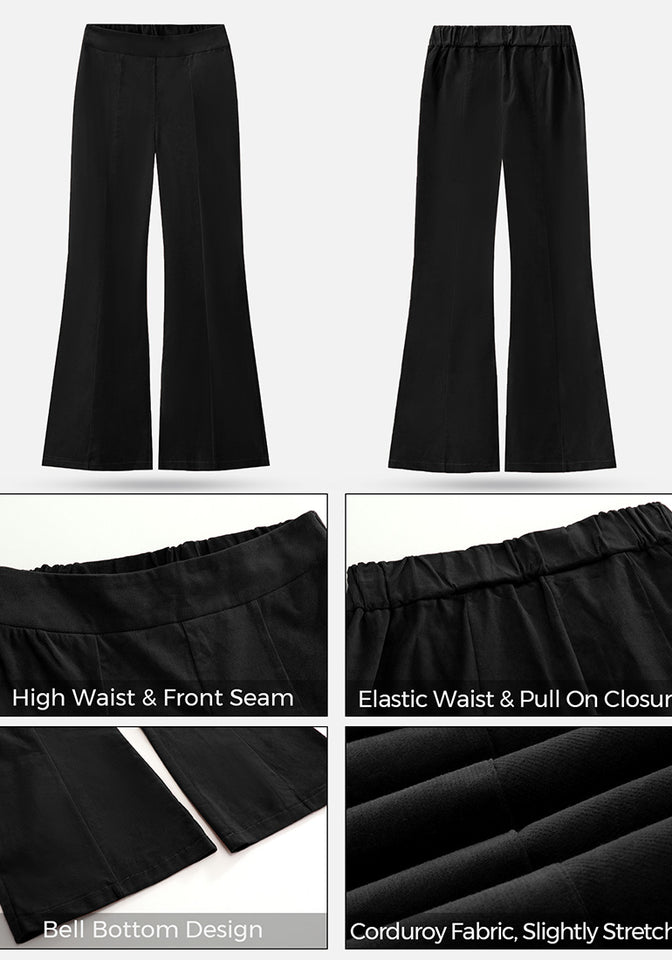 Flared Corduroy Pants - Black - Ladies