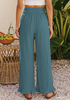 LookbookStore Women Lake High Waist Linen Pants Wide Leg Ruffle Hem Elastic Waist Cropped Ankle Beach Summer Casual Pants