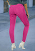 Fuchsia  Women's Denim Fleece Mid Waist Thermal Jeggings Warm Trousers Jeans