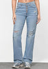 Seaside Blue High Waisted Ripped Flare Jeans for Women Distressed Bell Bottom Jeans Wide Leg Pants