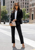 Black Women's Blazer Set Business Casual Full Fit Blazer Jackets and Straight Pant Suits with Pockets