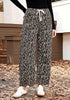 Women's Leopard Print Wide Leg Pants with Drawstring Elastic Waist Casual Loose Trousers for Summer Lounge & Vacation