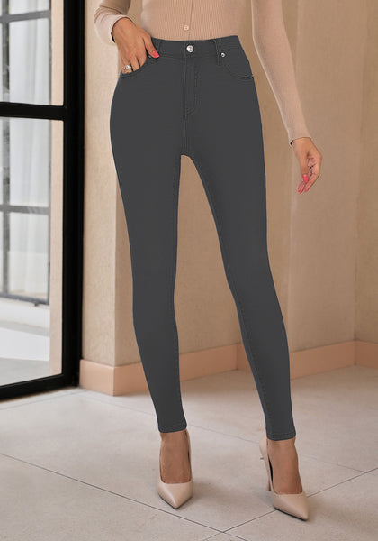 Dark Gray Women's Classic Skinny High Waist Stretch Pants Trouser