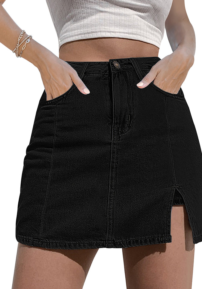 60020 Dark Blue Denim Skirt – Black Ivy Boutique