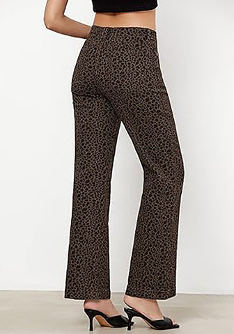 Leopard Mid-Waisted Stretchable Straight Leg Denim Jeans