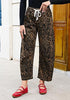 Women's Leopard Print Wide Leg Pants with Drawstring Elastic Waist Casual Loose Trousers for Summer Lounge & Vacation