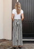 Women's Fashion High Waist Wide Leg Loose Fit Black White Striped Denim Jeans