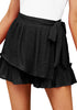 Black Women's High Waisted Ruffle Skort Elastic Waist Casual Shorts