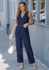 LookbookStore Dark Blue Two Piece Sets for Women Vest Pantsuits Set Structured Fit Functional Pockets Elegant Office Casual Outfits