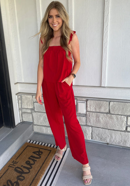 True Red Women's 2 Piece Sets Flowy Square Neck Top Wide Leg Pants Vacation Two Piece Outfits