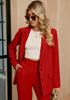 True Red Women's Business Casual 2 Piece Blazer Jacket Straight Leg High Waisted Pants Suits