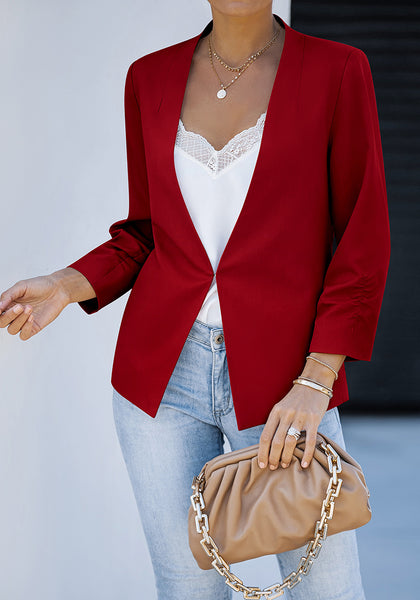 Haute Red Women's Brief 3/4 Sleeve Suit Blazer Open Front Cardigan Casual Jackets