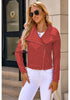 Luscious Red Women's Faux Leather Long Sleeve Motorcycle Biker Warm Jacket