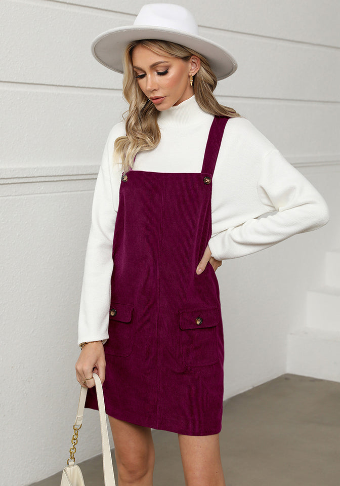 Burgundy corduroy overall top dress