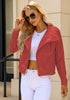 Luscious Red Women's Faux Leather Long Sleeve Motorcycle Biker Warm Jacket