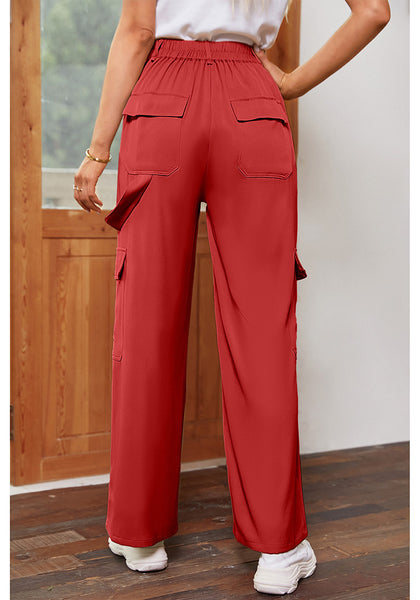 True Red Women's High Waisted Elastic Waist Cargo Pants Stretch Y2K Style