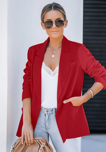 True Red Blazer Jackets for Women Business Casual Outfits Work Office Blazers Lightweight Dressy Suits with Pocket