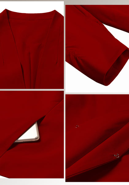 Haute Red Women's Brief 3/4 Sleeve Suit Blazer Open Front Cardigan Casual Jackets
