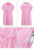 Aurora Pink Women's Short Sleeves Loose Denim Pull On Babydoll Short Dress