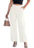 Women's High Waisted Wide Leg Soft Twill Pants Relaxed Fit Patch Pocket Trousers