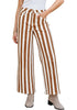 Women's Fashion High Waist Wide Leg Loose Fit Brown White Striped Denim Jeans